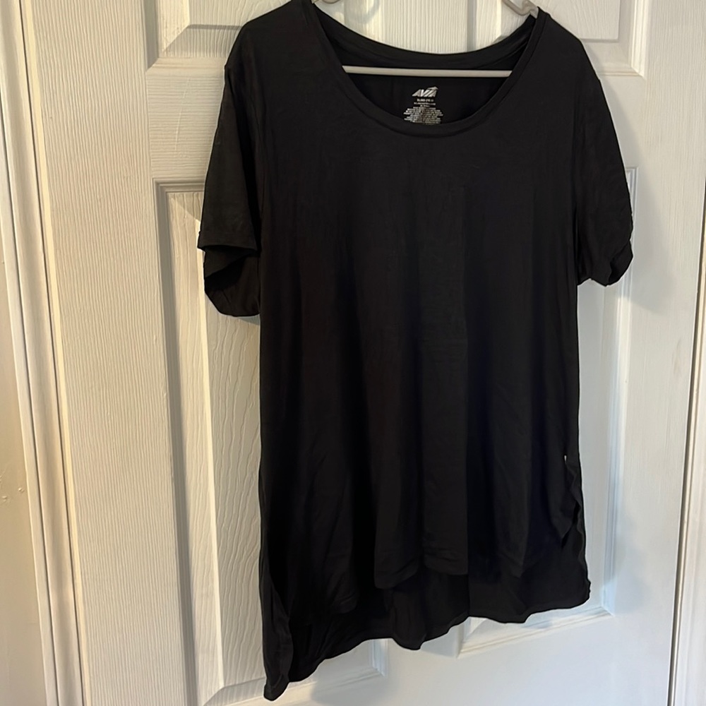 AVIA black Heather work out shirt high low (2”) size XL (16-18)